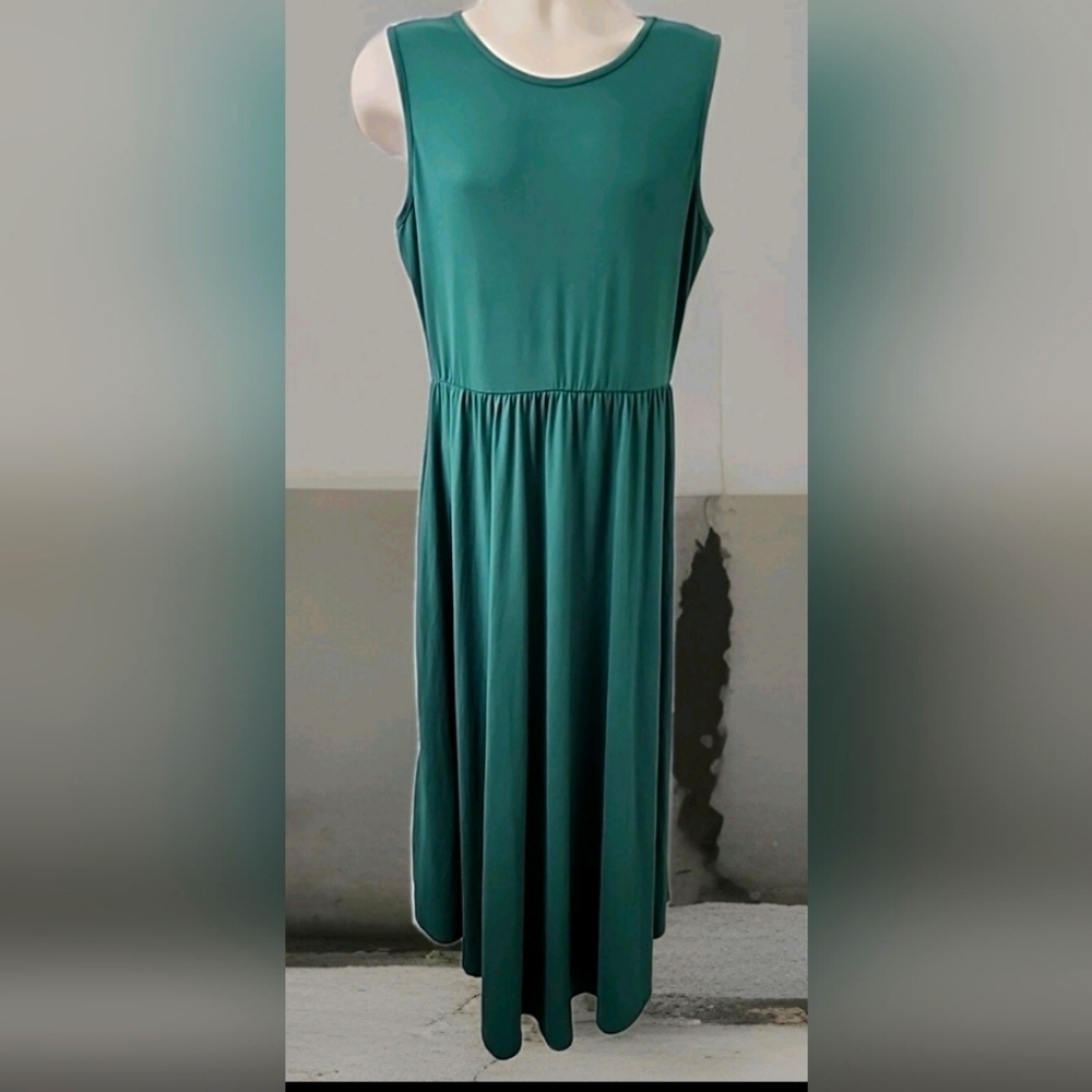 807 Reborn J Women's Forrest Green Sleeveless Sheath Dress Size Xl